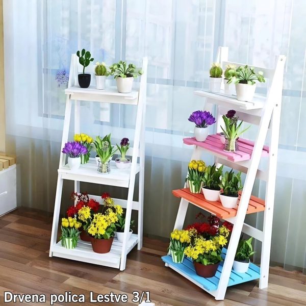 drvena polica lestve 3 , polica na 3 nivoa