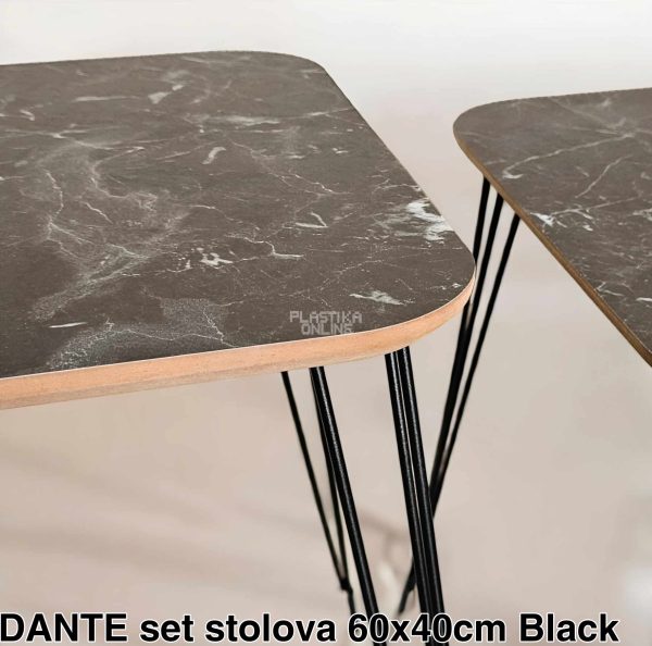 DANTE set stolova 60x40cm Black, Pomoćni stočići, Stočići za dnevnu sobu, Klub stočići, Metalni stočić , Set stolova za dnevnu sobu