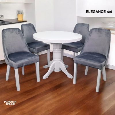 Elegance set 4/1 , okrugli drveni sto fi90 i 4 elegance stolice, trpezarijski sto i stolice, elegantni trpezarijski set, okrugli sto i stolice za trpezariju, drveni sto i stolice za trpezariju 1