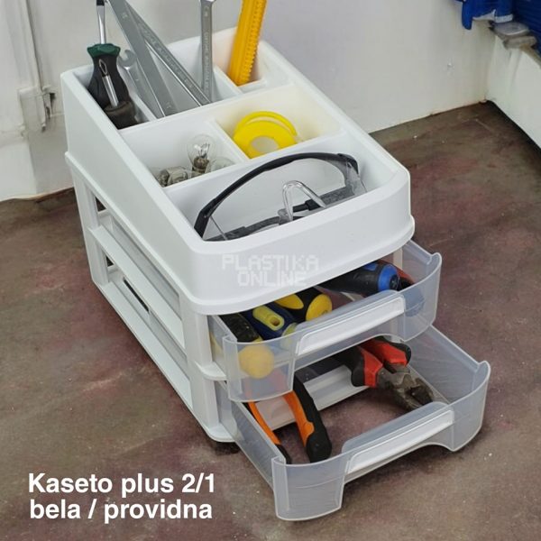 Fiokar Kaseto 2 , plasticni organizer, mini fiokari, fiokar , plasticni fiokari, providne fioke beli