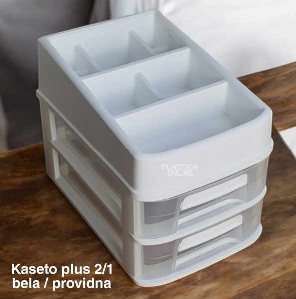 Fiokar Kaseto 2 , plasticni organizer, mini fiokari, fiokar , plasticni fiokari, providne fioke beli