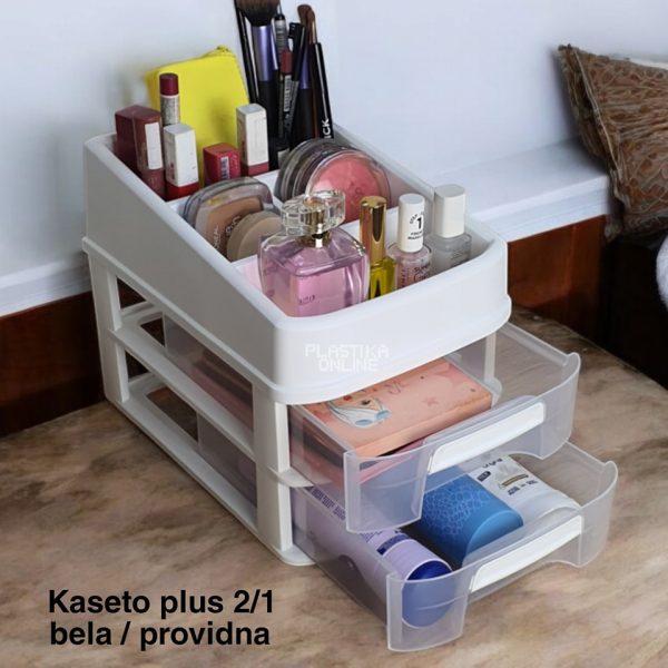 Fiokar Kaseto 2 , plasticni organizer, mini fiokari, fiokar , plasticni fiokari, providne fioke beli