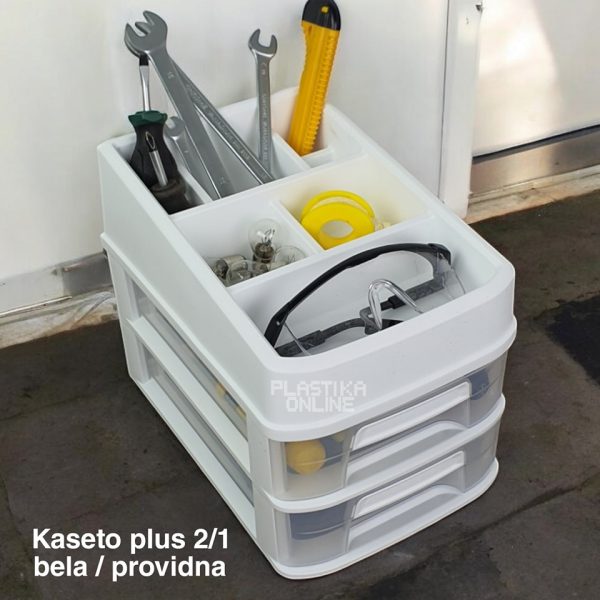 Fiokar Kaseto 2 , plasticni organizer, mini fiokari, fiokar , plasticni fiokari, providne fioke beli