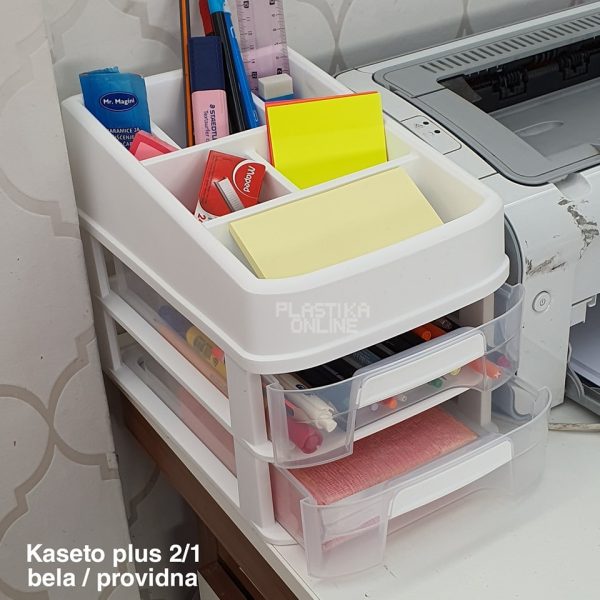 Fiokar Kaseto 2 , plasticni organizer, mini fiokari, fiokar , plasticni fiokari, providne fioke beli