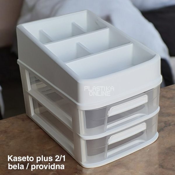 Fiokar Kaseto 2 , plasticni organizer, mini fiokari, fiokar , plasticni fiokari, providne fioke beli