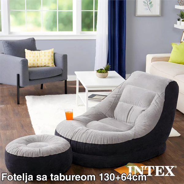 Fotelja sa tabureom 130 +64cm , fotelja sa tabureom, fotelja za dnevni boravak, udobna fotelja, fotelja za terasu, prenosiva fotelja, otoman, fotelja sa držačem za čaše, plišana fotelja