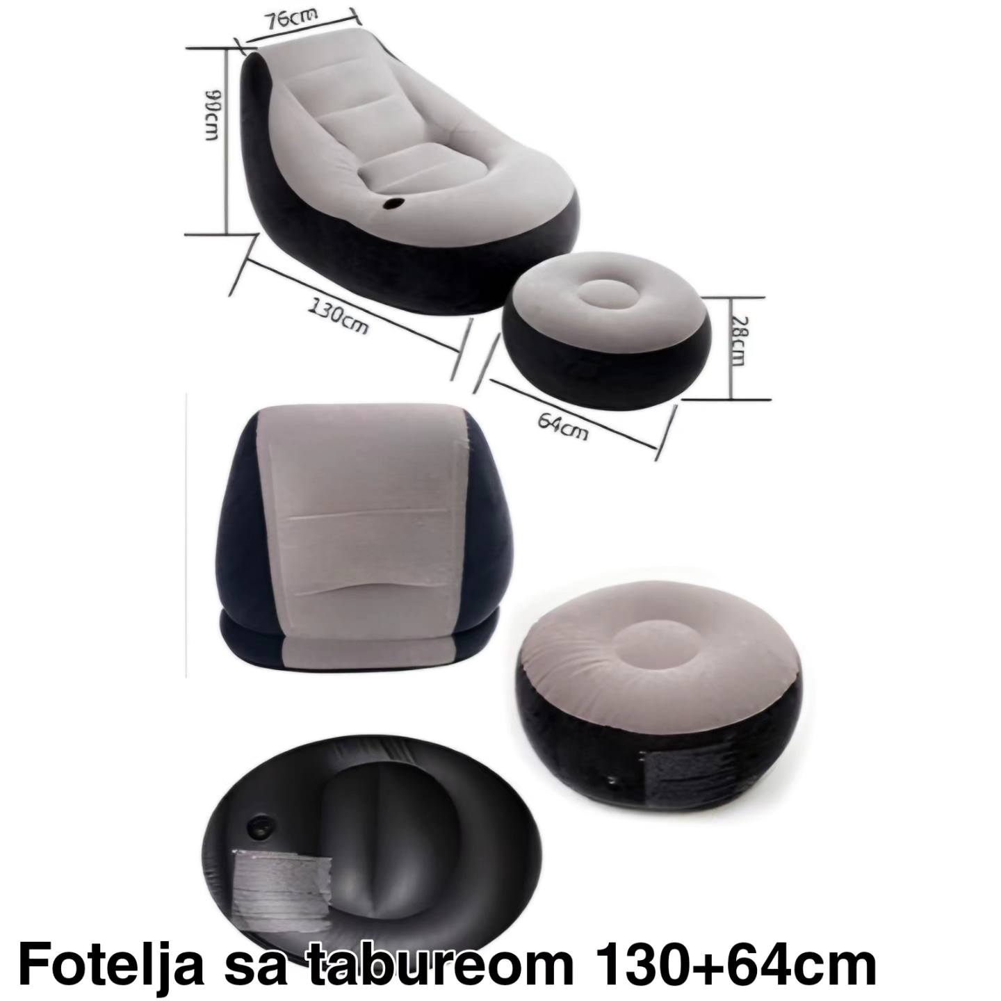 Fotelja sa tabureom 130+64cm , fotelja sa tabureom, fotelja za dnevni boravak, udobna fotelja, fotelja za terasu, prenosiva fotelja, otoman, fotelja sa držačem za čaše, plišana fotelja