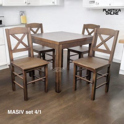 MASIV set 4/1 - Drveni sto 80x80 i 4 drvene stolice , trpezarijski sto i stolice, masivne drvene stolice, četvrtasti drveni sto, moderan trpezarijski sto i stolice , Drveni sto MASIV 80x80, drveni stolovi, trpezarijski stolovi, moderni drveni trpezarijski sto, četvrtasti sto