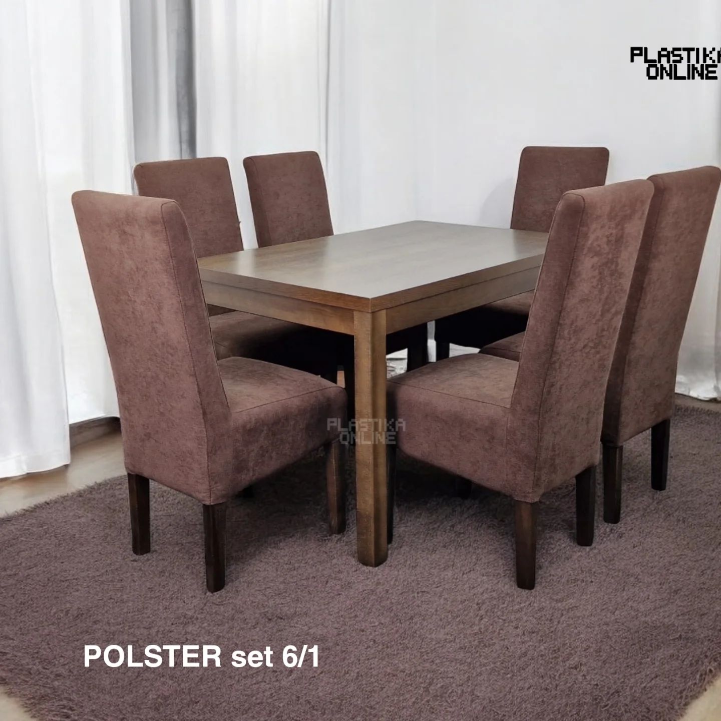POLSTER SET 6 /1, drveni sto 120x80 i 6 polster stolica, veliki trpezarijski set, drveni trpezarijski set za 6, veliki sto i stolice, veliki trpezarijski sto i stolice