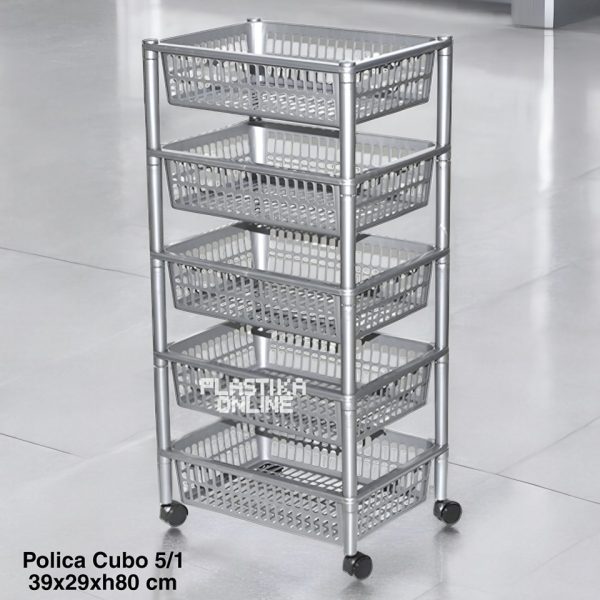 Polica Cubo 5/1 , polica za kupatilo, polica za kuhinju, polica za odlaganje, plasticna polica, polica za kancelariju siva