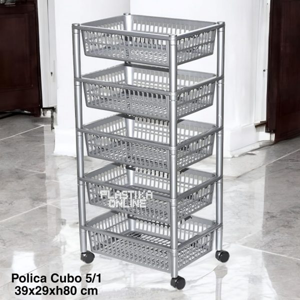 Polica Cubo 5/1 , polica za kupatilo, polica za kuhinju, polica za odlaganje, plasticna polica, polica za kancelariju siva