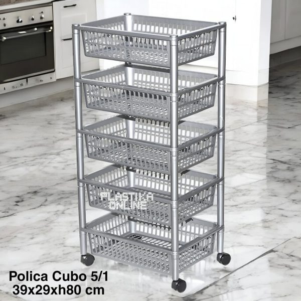 Polica Cubo 5/1 , polica za kupatilo, polica za kuhinju, polica za odlaganje, plasticna polica, polica za kancelariju siva
