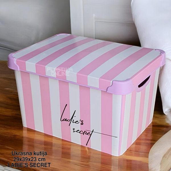 Ukrasna kutija 29x39x23 cm, plastična kutija za odlaganje, ukrasna kutija sa poklopcem, vodonepropusna kutija, pomoćni stočić, kutija sa ručkama ladies