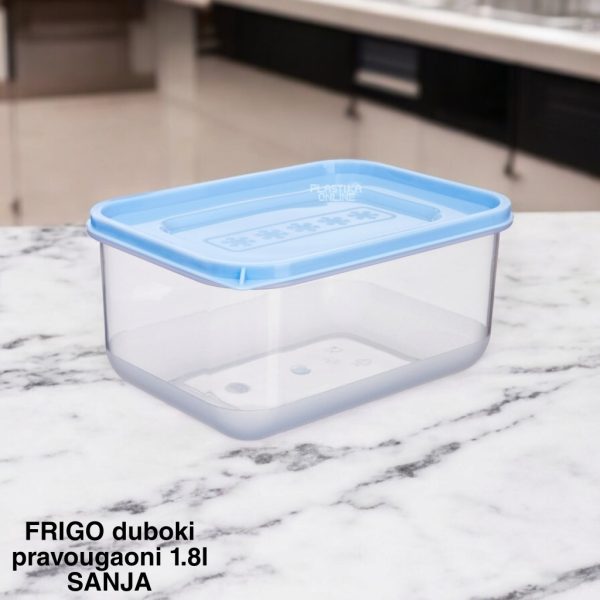 Frigo duboki pravougaoni 1,8L SANJA, Plastična posuda za skladištenje hrane, Posuda za čuvanje hrane 1.8L, Posuda za frižider i zamrzivač