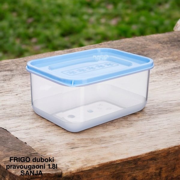 Frigo duboki pravougaoni 1,8L SANJA, Plastična posuda za skladištenje hrane, Posuda za čuvanje hrane 1.8L, Posuda za frižider i zamrzivač