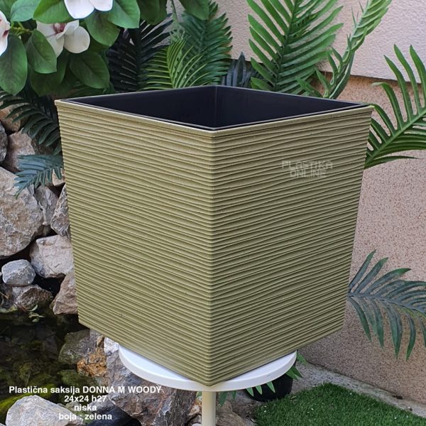 Plastična saksija DONNA M WOODY 24x27, Saksija sa uloškom, Plastične saksije, Saksija za cveće sa uloškom