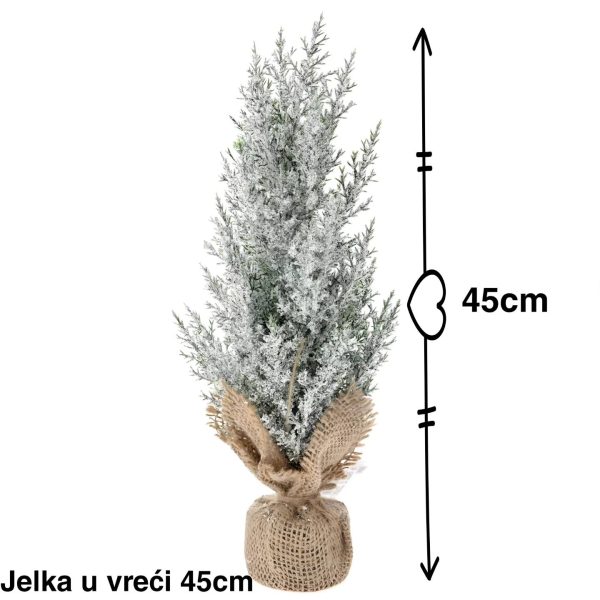 Jelka u Vreći 45 cm,Jelka sa veštačkim snegom, Jelka za sto, Jelka za kancelariju, Mini jelka za stan