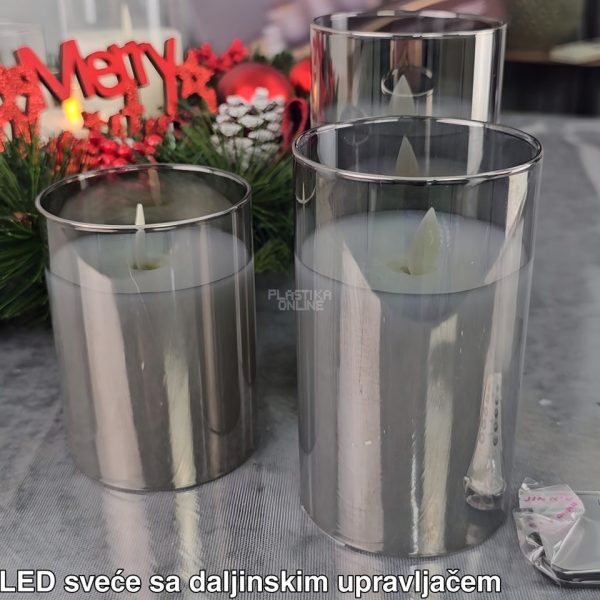 LED Vosak Sveće 3u1 sa Efektom Pravog Plamena sa daljinskim upravljačem bela, led svece sa daljinskim, dekorativne led svece