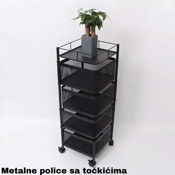 rotirajuca polica sa 4 korpe četvrtasta, polica za kuhinju rotirajuca, police za povrće, polica sa točkićima, police sa točkićima