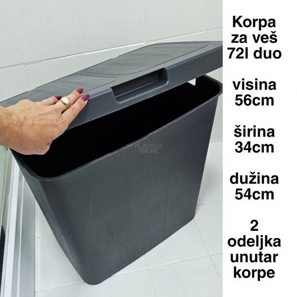 Korpa za veš 72l, korpe za ves, korpa za ves, plasticne korpe za ves, korpa za prljav ves, uske korpe za ves