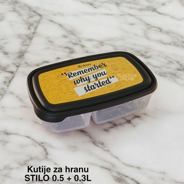 Kutije za hranu Stilo 0 ,5L + 0,3L plasticne kutije za hranu, plasticne posude za hranu, kutije za hranu, plastične posude sa poklopcem,