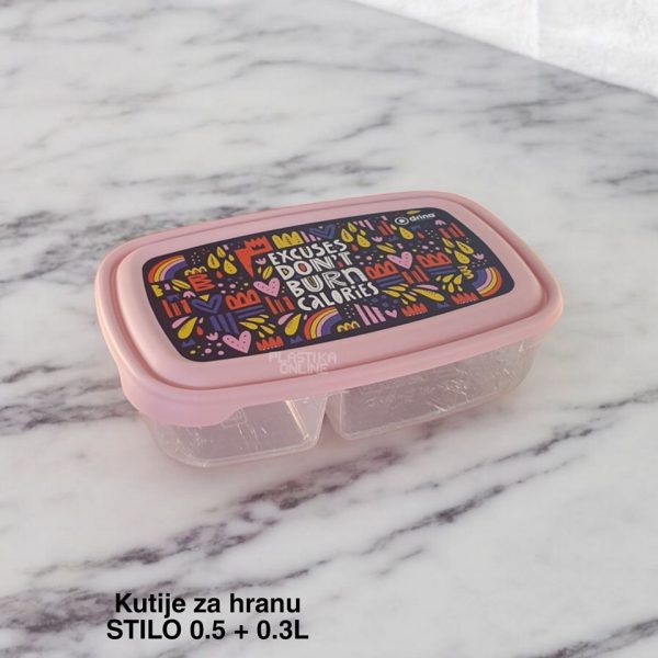 Kutije za hranu Stilo 0 ,5L + 0,3L plasticne kutije za hranu, plasticne posude za hranu, kutije za hranu, plastične posude sa poklopcem,
