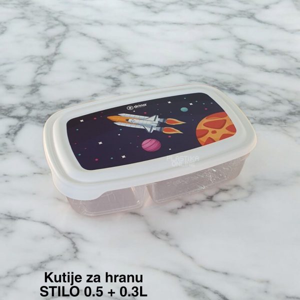Kutije za hranu Stilo 0 ,5L + 0,3L plasticne kutije za hranu, plasticne posude za hranu, kutije za hranu, plastične posude sa poklopcem,