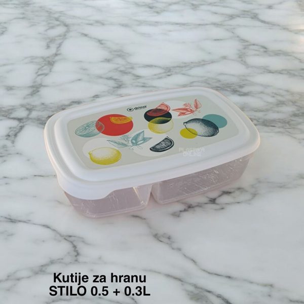 Kutije za hranu Stilo 0 ,5L + 0,3L plasticne kutije za hranu, plasticne posude za hranu, kutije za hranu, plastične posude sa poklopcem,