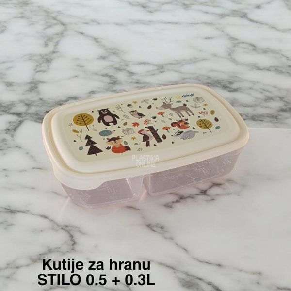 Kutije za hranu Stilo 0 ,5L + 0,3L plasticne kutije za hranu, plasticne posude za hranu, kutije za hranu, plastične posude sa poklopcem,