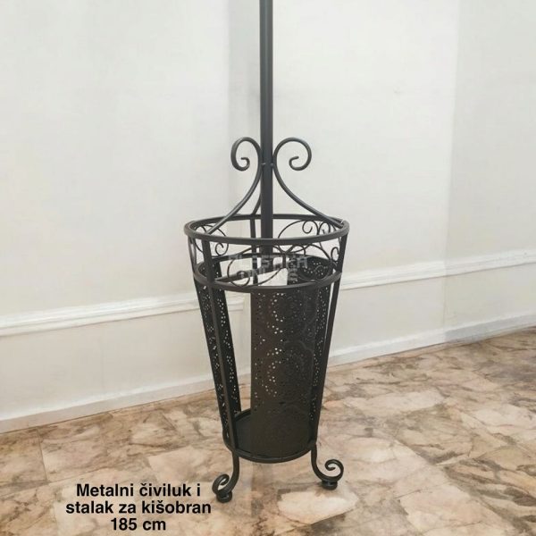 Metlani čiviluk i stalak za kišobran 185 cm, Stalak za kisobrane, metalni civiluk, visoki civiluk, metalni stalak za kisobrane