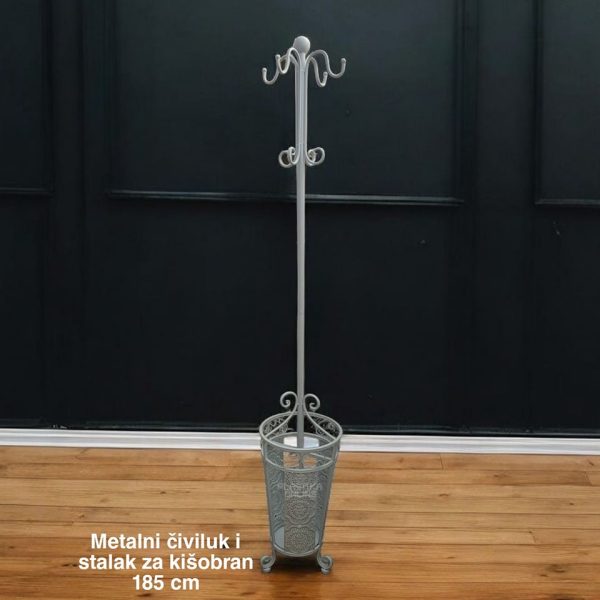 Metlani čiviluk i stalak za kišobran 185 cm, Stalak za kisobrane, metalni civiluk, visoki civiluk, metalni stalak za kisobrane