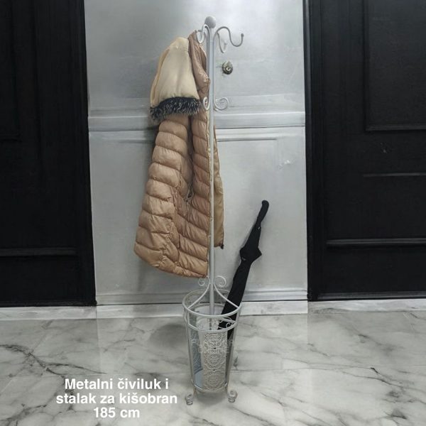 Metlani čiviluk i stalak za kišobran 185 cm, Stalak za kisobrane, metalni civiluk, visoki civiluk, metalni stalak za kisobrane
