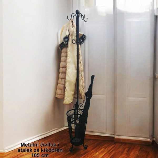 Metlani čiviluk i stalak za kišobran 185 cm, Stalak za kisobrane, metalni civiluk, visoki civiluk, metalni stalak za kisobrane