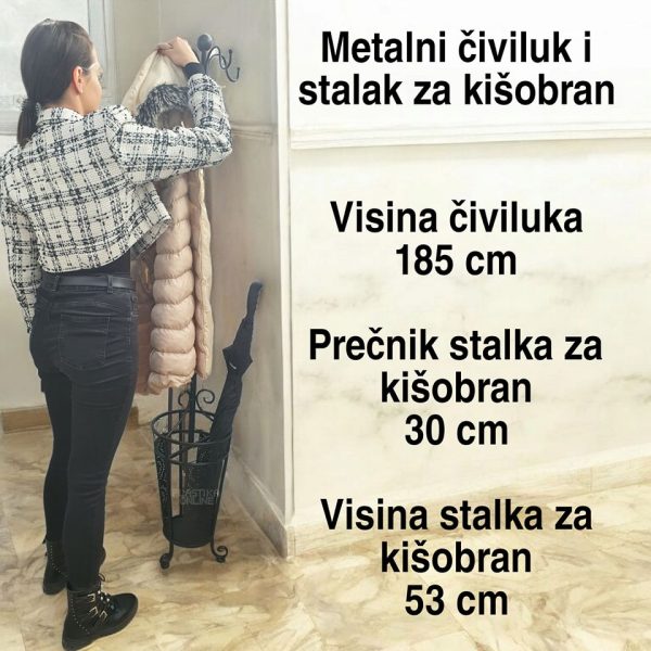 Metlani čiviluk i stalak za kišobran 185 cm, Stalak za kisobrane, metalni civiluk, visoki civiluk, metalni stalak za kisobrane