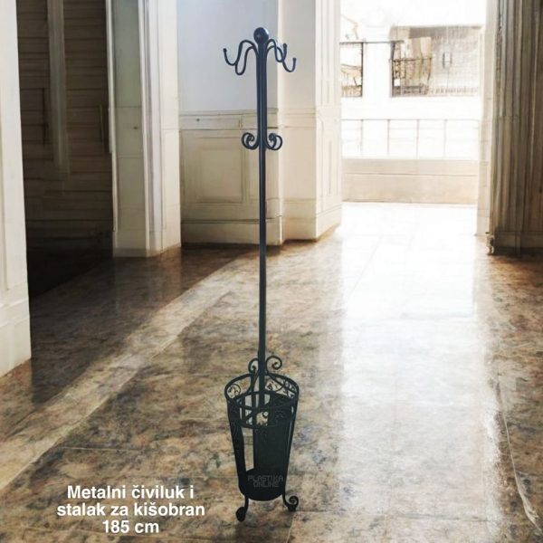Metlani čiviluk i stalak za kišobran 185 cm, Stalak za kisobrane, metalni civiluk, visoki civiluk, metalni stalak za kisobrane