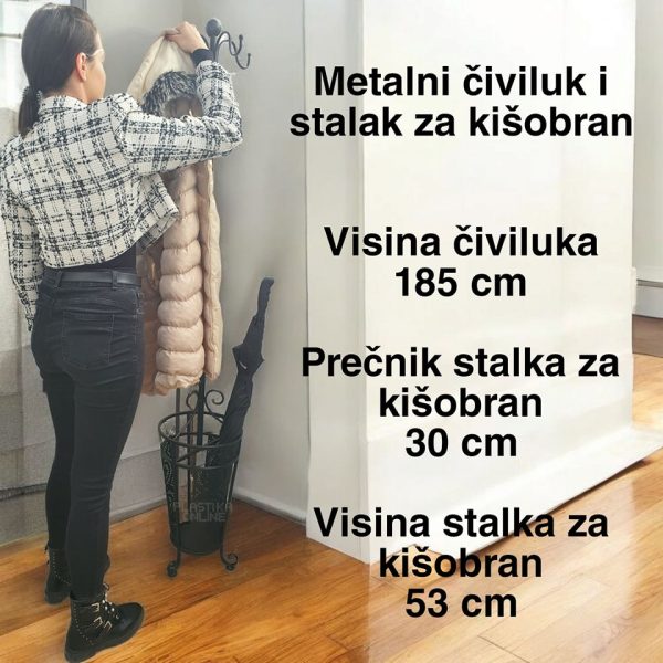 Metlani čiviluk i stalak za kišobran 185 cm, Stalak za kisobrane, metalni civiluk, visoki civiluk, metalni stalak za kisobrane