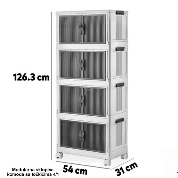 Modularna sklopiva komoda sa točkićima 4 , Modularna komoda, Sklopiva komoda, Plastična komoda, Fiokar sa točkićima