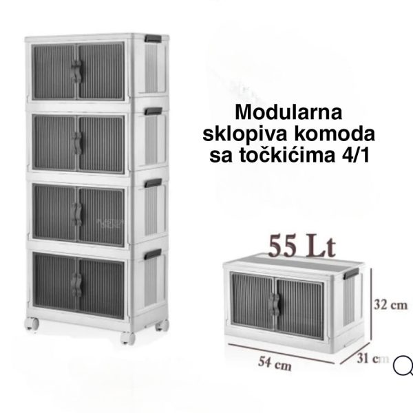 Modularna sklopiva komoda sa točkićima 4 , Modularna komoda, Sklopiva komoda, Plastična komoda, Fiokar sa točkićima