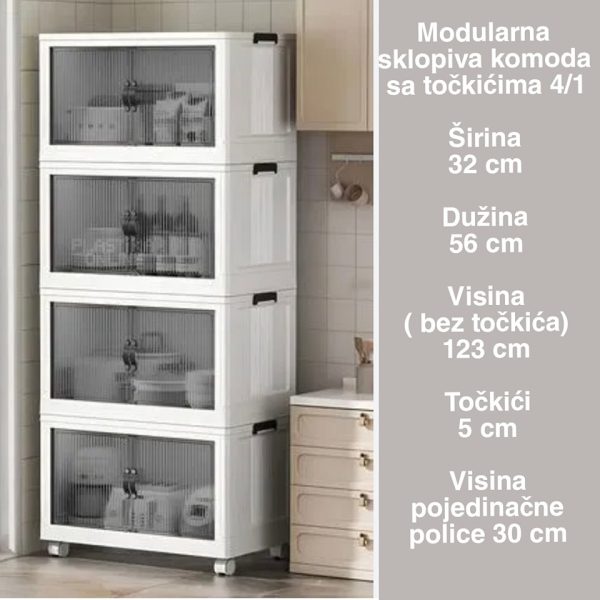 Modularna sklopiva komoda sa točkićima 4 , Modularna komoda, Sklopiva komoda, Plastična komoda, Fiokar sa točkićima