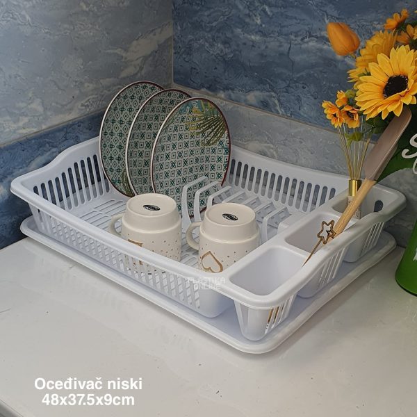 Oceđivač niski 48x37.5x9 cm, plastika za sudove, ocedjivac za sudove, plastika za cedjenje sudova,
