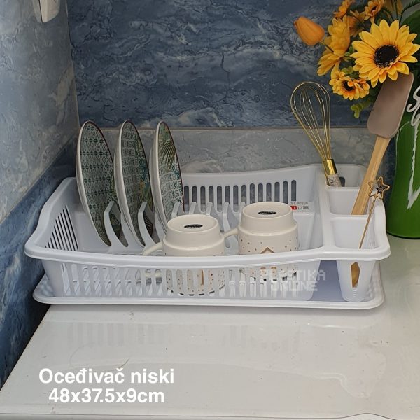 Oceđivač niski 48x37.5x9 cm, plastika za sudove, ocedjivac za sudove, plastika za cedjenje sudova,