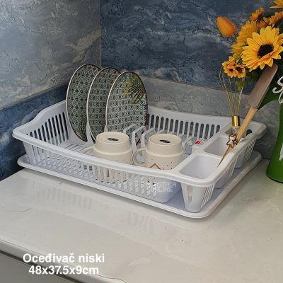 Oceđivač niski 48x37.5x9 cm, plastika za sudove, ocedjivac za sudove, plastika za cedjenje sudova,