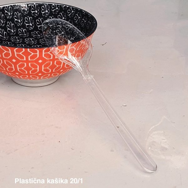 Plastična kašika 20 1 , prozirne kašike, plastični pribor za jelo, plastične kašike perive u mašini za sudove