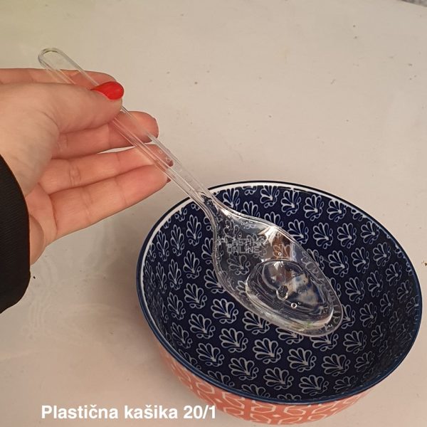 Plastična kašika 20 1 , prozirne kašike, plastični pribor za jelo, plastične kašike perive u mašini za sudove