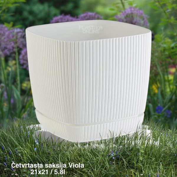 Plasticna saksija Viola 21x21 četvrtasta