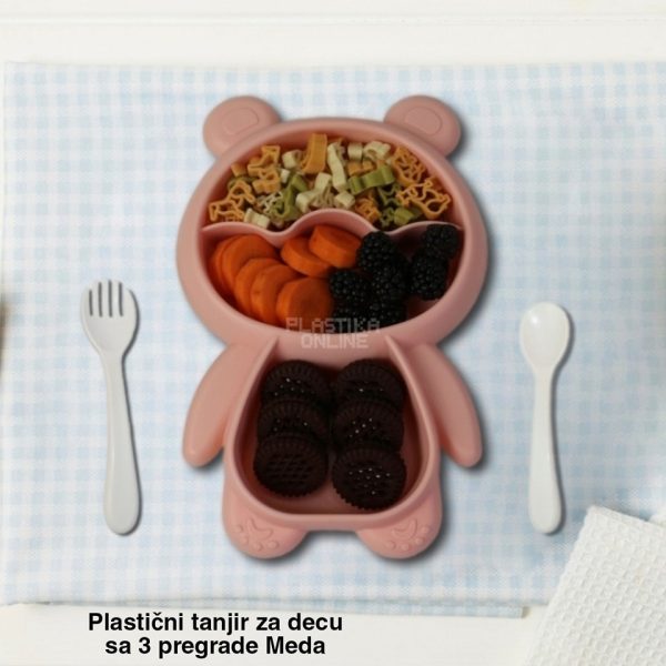 Plastični tanjir za decu sa 3 pregrade MEDA, tanjir za decu, tanjir za bebe, tanjir sa pregradama, plasticni tanjir meda, tanjir sa 3 pregrade