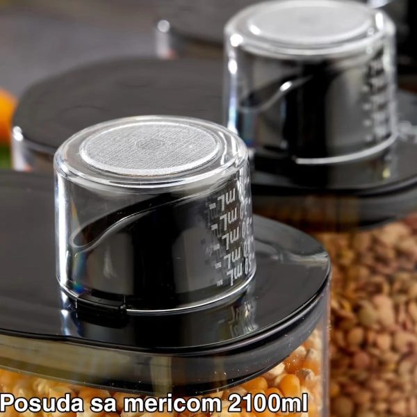 Posuda sa Mericom 2100ml , plastična posuda sa mericom, posuda za doziranje, kontejner za skladištenje namirnica, kutija za hranu sa mericom