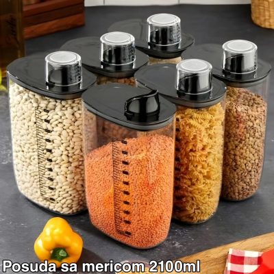 Posuda sa Mericom 2100ml , plastična posuda sa mericom, posuda za doziranje, kontejner za skladištenje namirnica, kutija za hranu sa mericom