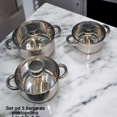 Set od 3 šerpe sa poklopcem, Set šerpi sa poklopcima, Šerpe sa poklopcima, Kvalitetne šerpe za kuvanje, Kako odabrati kvalitetan set šerpi za kuvanje