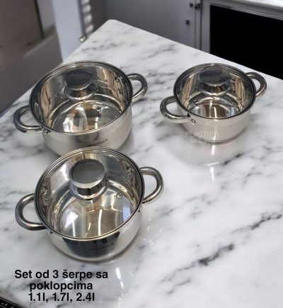 Set od 3 šerpe sa poklopcem, Set šerpi sa poklopcima, Šerpe sa poklopcima, Kvalitetne šerpe za kuvanje, Kako odabrati kvalitetan set šerpi za kuvanje